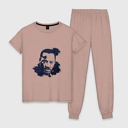 Пижама хлопковая женская Мартин Лютер, цвет: пыльно-розовый