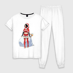 Пижама хлопковая женская Christmas Girl, цвет: белый