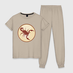Пижама хлопковая женская Скорпион бежевый, цвет: миндальный