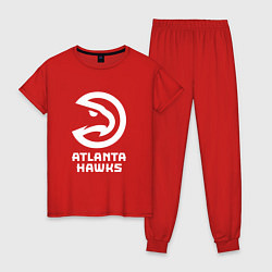 Пижама хлопковая женская Атланта Хокс, Atlanta Hawks, цвет: красный