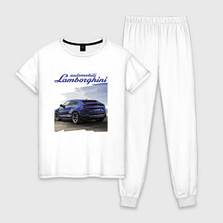 Пижама хлопковая женская Lamborghini Urus Sport, цвет: белый