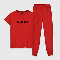 Пижама хлопковая женская Chevrolet Лого Эмблема спина, цвет: красный