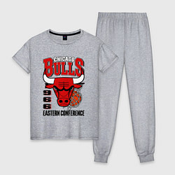 Пижама хлопковая женская Chicago Bulls NBA, цвет: меланж