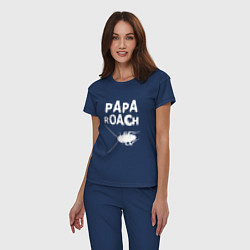 Пижама хлопковая женская Papa roach Таракан, цвет: тёмно-синий — фото 2