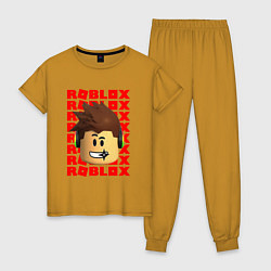 Пижама хлопковая женская ROBLOX RED LOGO LEGO FACE, цвет: горчичный