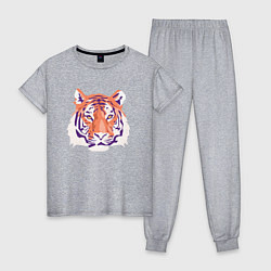 Пижама хлопковая женская Тигра оранжевый, цвет: меланж