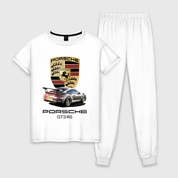 Пижама хлопковая женская Porsche GT 3 RS Motorsport, цвет: белый