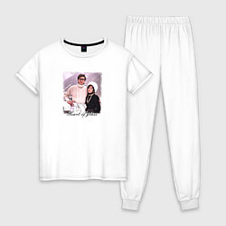 Пижама хлопковая женская Фото Адам & Гага, цвет: белый