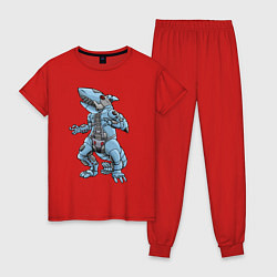 Пижама хлопковая женская Cyber - Shark 2022, цвет: красный