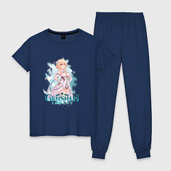 Пижама хлопковая женская Люмин Lumine Genshin Impact, цвет: тёмно-синий
