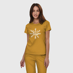 Пижама хлопковая женская Snowflake Let it snow, цвет: горчичный — фото 2