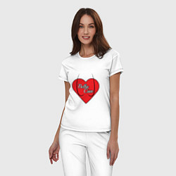 Пижама хлопковая женская Сердце Белла Чао, цвет: белый — фото 2