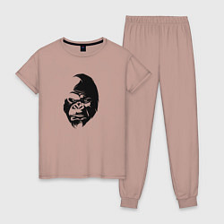 Пижама хлопковая женская Angry Monkey Cotton Theme, цвет: пыльно-розовый