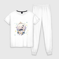 Пижама хлопковая женская Чиби Паймон, цвет: белый
