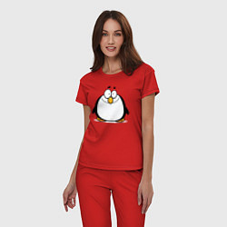 Пижама хлопковая женская Глазастый пингвин, цвет: красный — фото 2