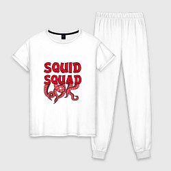 Пижама хлопковая женская Squid Squad, цвет: белый