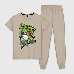Пижама хлопковая женская Shreveport swamp dragons - baseball team, цвет: миндальный
