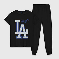 Пижама хлопковая женская Los Angeles Dodgers - baseball team, цвет: черный