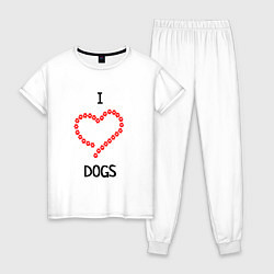 Пижама хлопковая женская I Люблю Dogs, цвет: белый