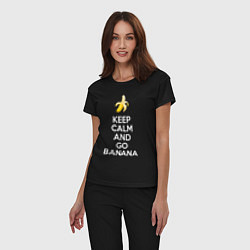 Пижама хлопковая женская Keep calm and go banana, цвет: черный — фото 2