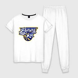 Пижама хлопковая женская Burlington Bees - baseball team, цвет: белый