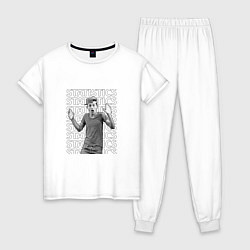 Пижама хлопковая женская Lil Timmy Tim Statistics, цвет: белый