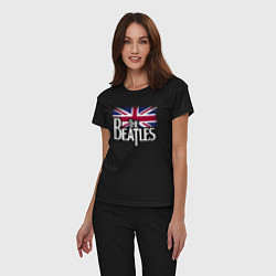 Пижама хлопковая женская The Beatles Great Britain Битлз, цвет: черный — фото 2