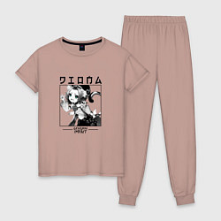 Пижама хлопковая женская Диона Diona, Genshin Impact, цвет: пыльно-розовый
