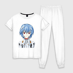 Пижама хлопковая женская Neon Genesis Evangelion Рей, цвет: белый