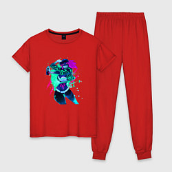 Пижама хлопковая женская KDA AKALI NEON GRAFFITI LEAGUE OF LEGENDS, цвет: красный