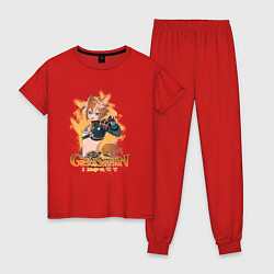 Пижама хлопковая женская Горо, Genshin Impact, цвет: красный