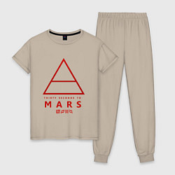 Пижама хлопковая женская 30 Seconds to Mars рок, цвет: миндальный