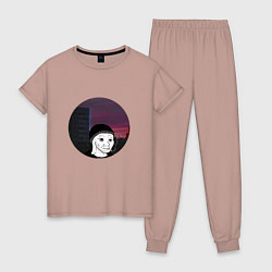 Пижама хлопковая женская Doomer Men, цвет: пыльно-розовый