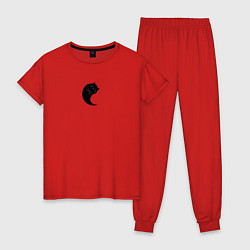 Пижама хлопковая женская Котик Инь, цвет: красный