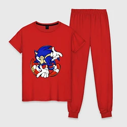 Пижама хлопковая женская Blue Hedgehog, цвет: красный