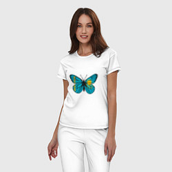 Пижама хлопковая женская Бабочка - Казахстан, цвет: белый — фото 2