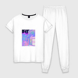 Пижама хлопковая женская Neon Street, цвет: белый