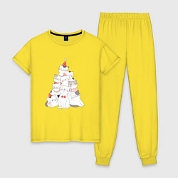 Пижама хлопковая женская КОТОЁЛКА новый год, цвет: желтый