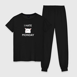 Женская пижама I hate monday текст с котом