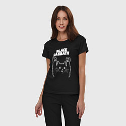 Пижама хлопковая женская Black Sabbath Рок кот, цвет: черный — фото 2