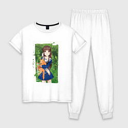 Пижама хлопковая женская Счастливая Тору, цвет: белый
