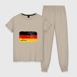 Пижама хлопковая женская Флаг Германии Color codes, цвет: миндальный