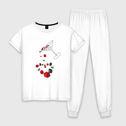 Пижама хлопковая женская Сердце в бокале, цвет: белый