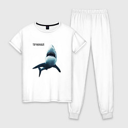Пижама хлопковая женская Акула - топ менеджер, цвет: белый