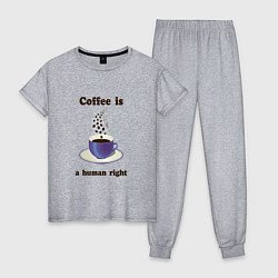 Пижама хлопковая женская Кофе это выбор человека, цвет: меланж