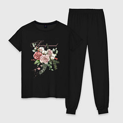 Пижама хлопковая женская Spring mood Flower, цвет: черный