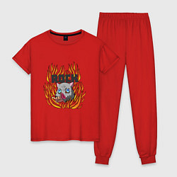 Пижама хлопковая женская ROCK Иноске, цвет: красный
