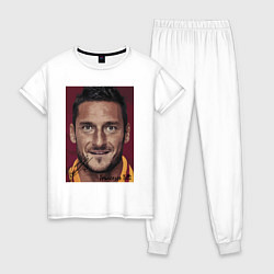 Пижама хлопковая женская Francesco Totti Roma Italy, цвет: белый