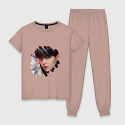 Пижама хлопковая женская Agust D SUGA BTS, цвет: пыльно-розовый