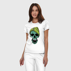 Пижама хлопковая женская New York Yankees Cool skull, цвет: белый — фото 2